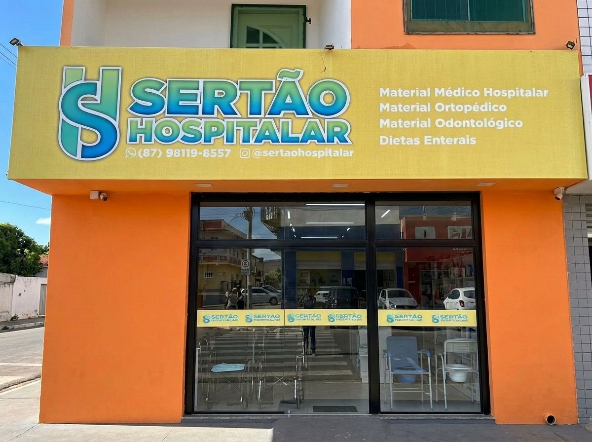 Fachada da loja Sertão Hospitalar no Centro de Araripina